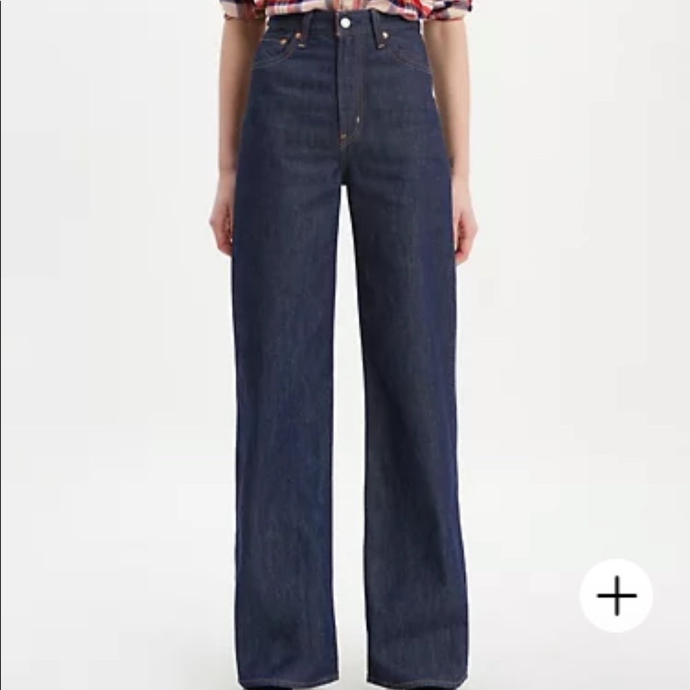 Levi’s high rise rib cage wide leg dark wash